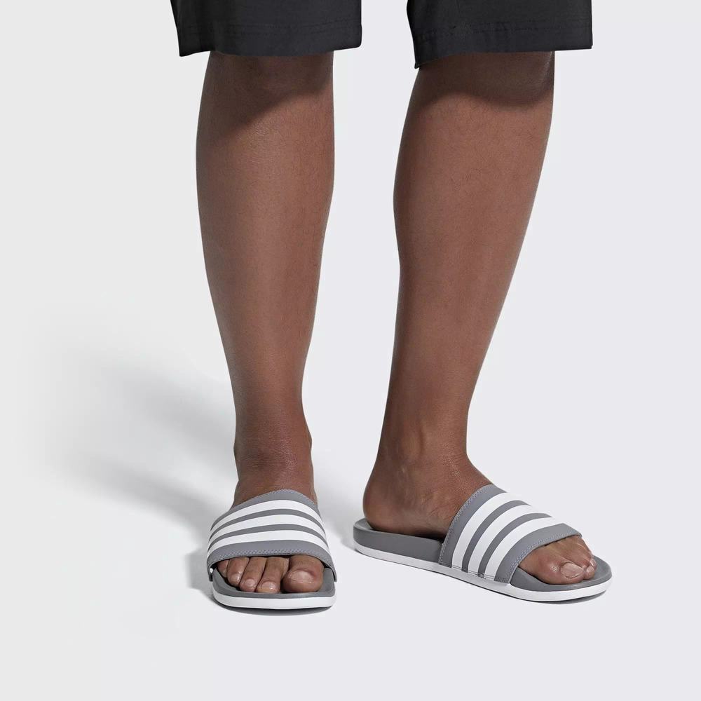 Adidas Adilette Cloudfoam Plus Stripes Chanclas Grises Para Hombre (MX-75028)